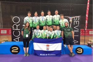 Participación del club Al-Kalat Gimnasia Acrobática en el Campeonato de España celebrado en el Municipal de San Pablo en Sevilla