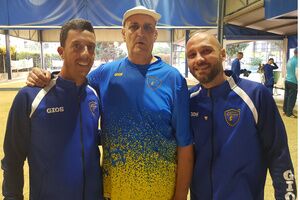 Jacobo Morales, Enrique Martín y Tomás Montero, del CP Los Compadritos campeones del segundo clasificatorio nacional