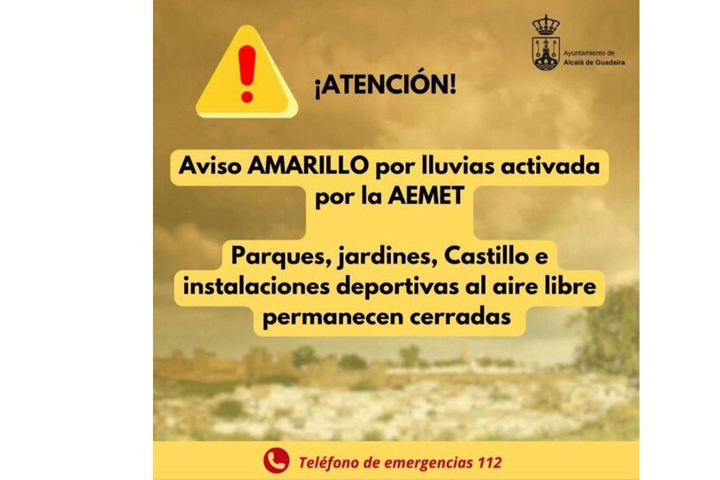 Aviso AMARILLO por lluvias