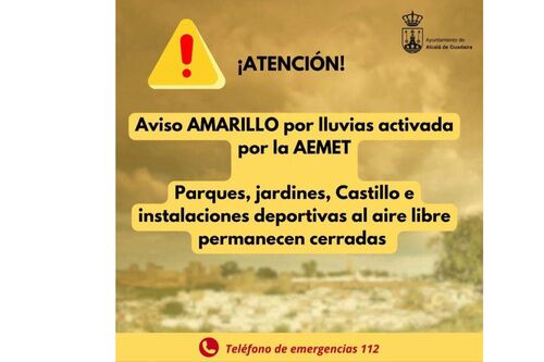 Aviso AMARILLO por lluvias