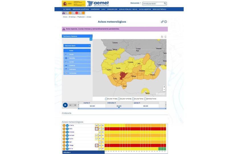 Suspensión de clases y cierre de instalaciones deportivas y culturales en Alcalá de Guadaíra por temporal.