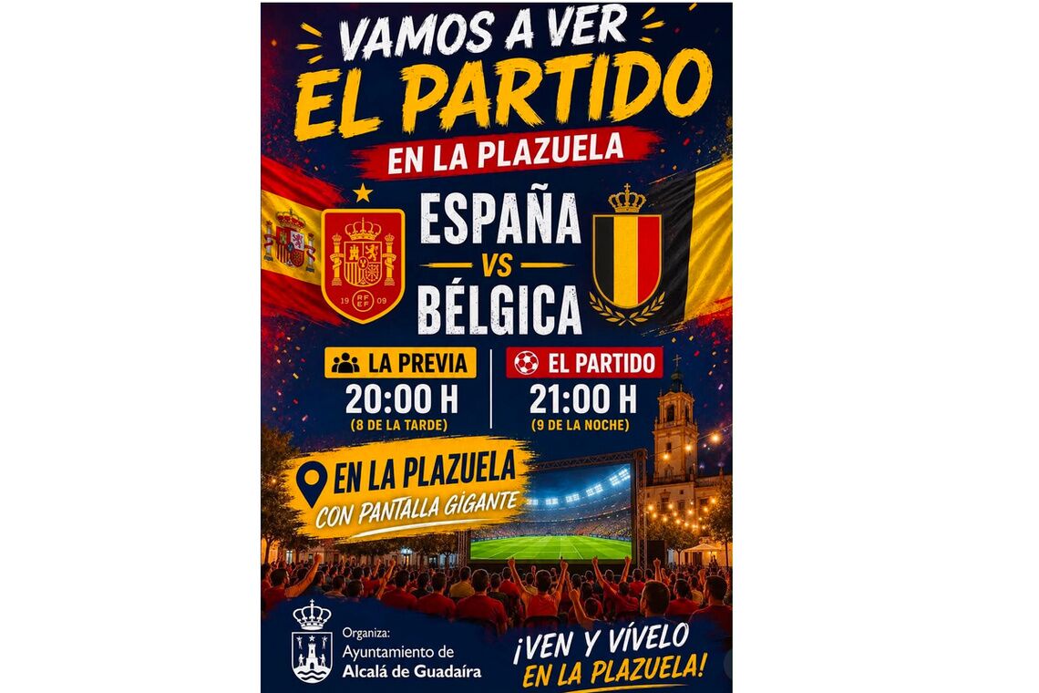 España - Bélgica, en pantalla gigante este viernes en La Plazuela
