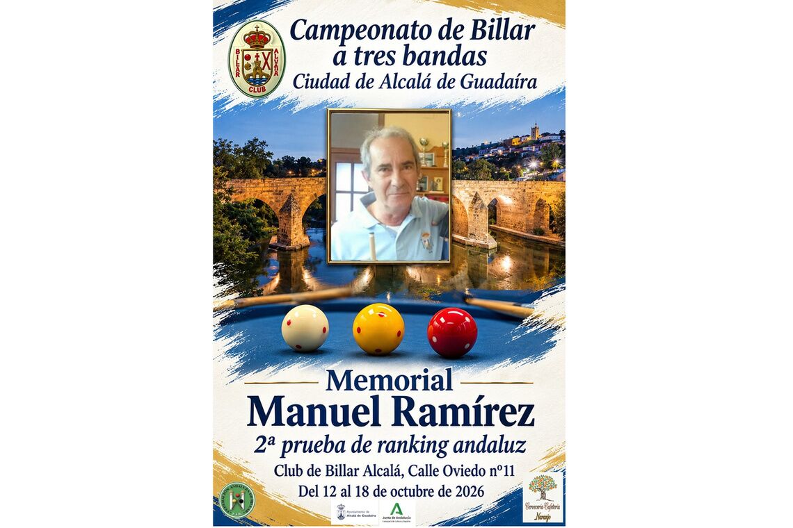 Alcalá de Guadaíra reúne a 105 billaristas andaluces, entre ellos 18 alcalareños, en el II Ranking Andaluz de Billar a Tres Bandas